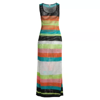 Shiloh Stripe Open-Knit Cover-Up Dress PQ