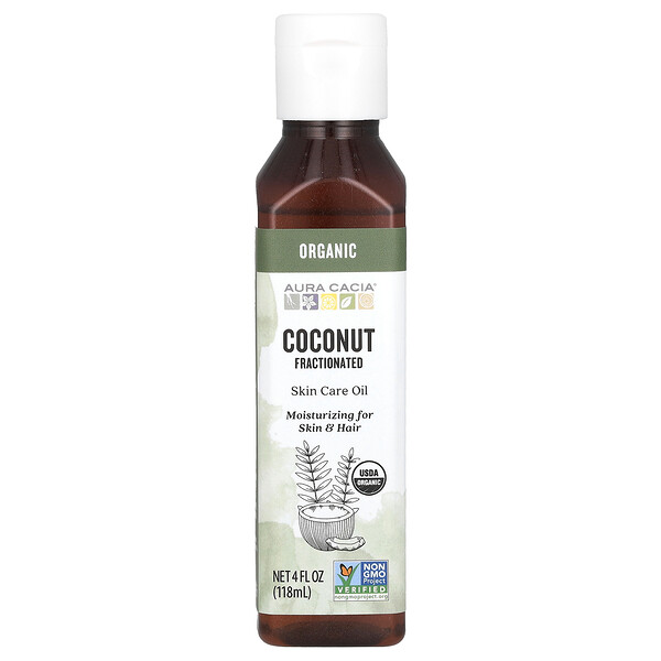 Органическое масло для ухода за кожей, кокосовое, фракционированное, 4 жидких унции (118 мл) Aura Cacia