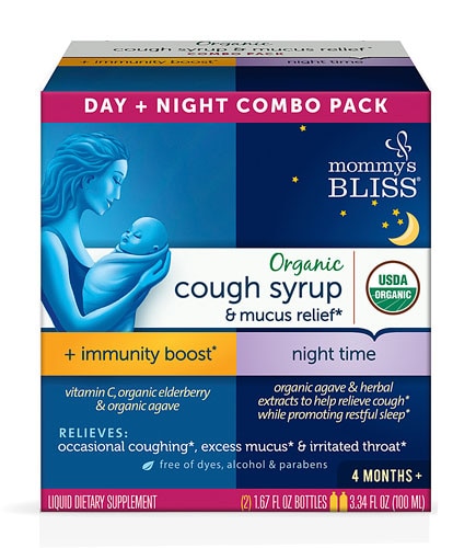 Органический сироп от кашля и средство для облегчения слизи, дневной и ночной комбинированный пакет -- 3,34 жидких унции Mommy's Bliss