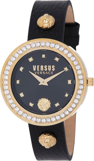 Набор женских часов с кожаным ремешком с кристаллическим паве, 38 мм и браслета Versus Versace