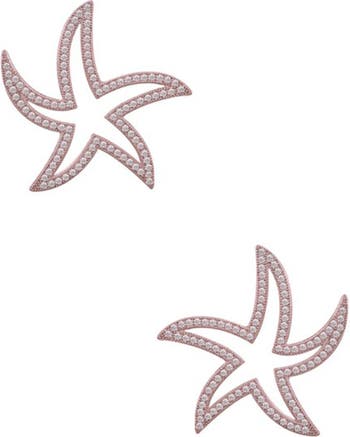 Серьги-звезды с розовым золотом и стерлинговым серебром с имитацией розового бриллианта LaFonn