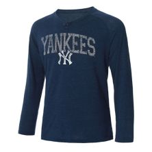 Мужская футболка Concepts Sport Navy New York Yankees Inertia Raglan с длинным рукавом в стиле Хенли Unbranded
