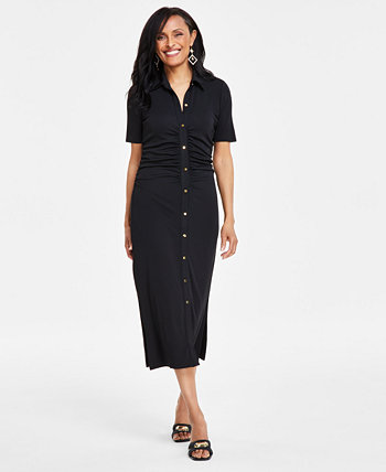 Women's Short-Sleeve Button-Front Dress, Created for Macy's I.N.C. International Concepts