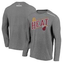 Мужская футболка с логотипом Fanatics Charcoal Miami Heat 2021 Noches Éne-Bé-A Authentic Shooting с длинным рукавом Fanatics