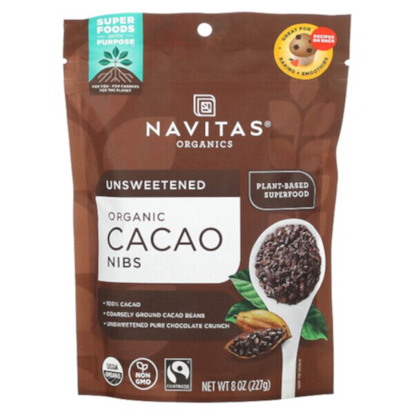 Органические какао-крупки, 8 унций (227 г) Navitas Organics