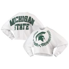 Женская белая укороченная футболка с длинным рукавом Michigan State Spartans Laurels Spirit Jersey