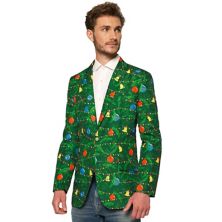 Мужской костюм Slim-Fit Christmas Tree Lights Light-Up Green Blazer Suitmeister
