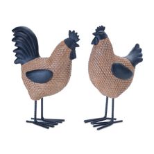Melrose Faux Wicker Hen and Rooster Table Decor 2-piece Set Melrose