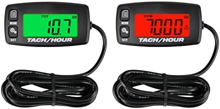 Jayron JR-HM032A Self Powered Digital Tach/Inductive/Maintenance/Waterproof/Backlit/Shutdown Hour Meter,Battery Replaceable,for Lawn Mower Tractor Generators and Pneumatic Equipment (1) Jayron