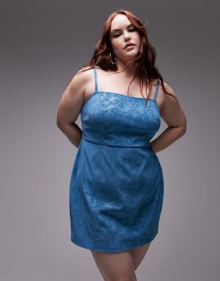 Голубое платье мини из фактурной искусственной кожи Topshop Curve Topshop Curve
