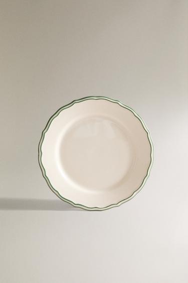 DESSERT PLATE WITH A GREEN RIM Zara Home