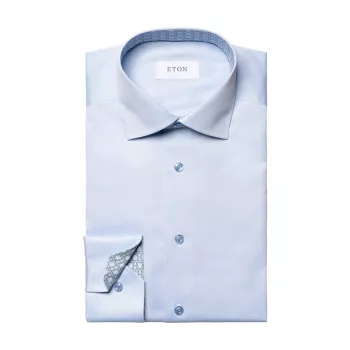 Рубашка из саржи современного кроя с геометрическим рисунком Eton