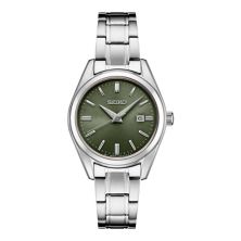 Женские кварцевые часы Seiko Essentials из нержавеющей стали с зеленым циферблатом — SUR533 Seiko