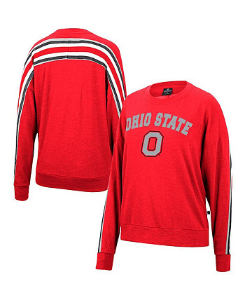 Women's Heathered Scarlet Ohio State Buckeyes Team Oversized Pullover Sweatshirt Colosseum