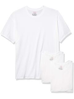Мужские футболки Hanes Stretch White с круглым вырезом без ярлыков, 3 шт. Hanes