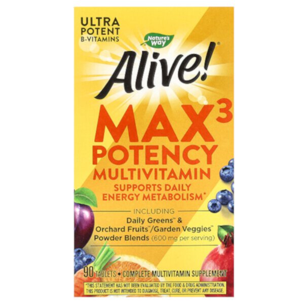 Alive! Max3 Потенция Мультивитамин - 90 таблеток - Nature's Way Nature's Way