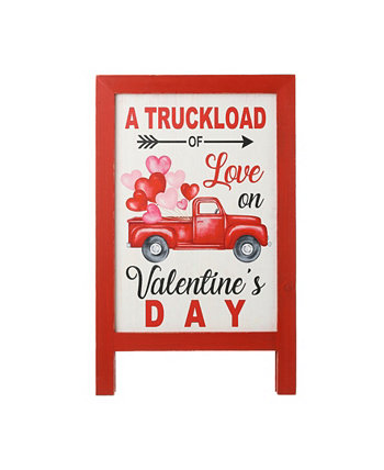 24-дюймовая деревянная вывеска на крыльцо грузовика ко Дню святого Валентина и декоративный элемент Glitzhome