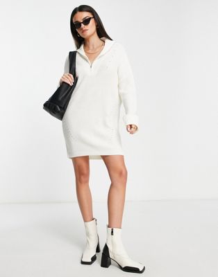  Платье-свитер белого цвета M Lounge с воротником-воронкой и молнией до половины M Lounge