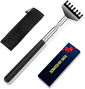 Oversized Portable Extendable Back Scratcher, Upgraded Metal Stainless Steel Telescoping Back Scratcher Tool with Canvas Carrying Bag Flanker-L