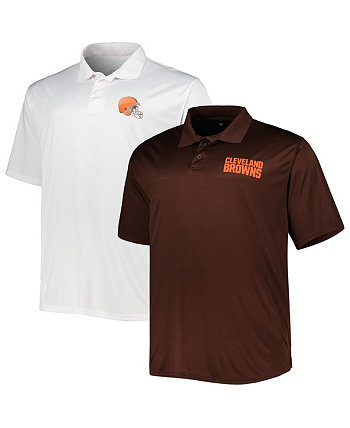 Мужской комплект из двух однотонных рубашек-поло коричнево-белого цвета Cleveland Browns Big and Tall Fanatics