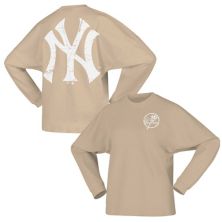 Women's Spirit Jersey Tan New York Yankees Branded Fleece Pullover Sweatshirt Spirit Jersey