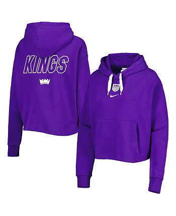 Women's Purple Sacramento Kings Courtside Cropped Pullover Hoodie Nike