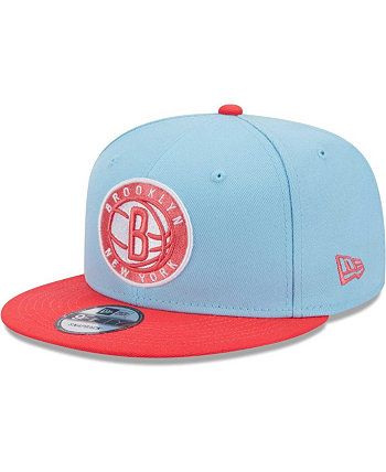 Мужская пудрово-синяя и красная кепка Brooklyn Nets 2-Tone Color Pack 9FIFTY Snapback Hat New Era