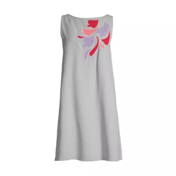 Мини-платье прямого кроя с цветочной аппликацией Emporio Armani