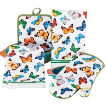 Collections Etc 4-piece Oven Mitt, Pot Holder & Towels Butterfly Kitchen Set, Collections Etc.