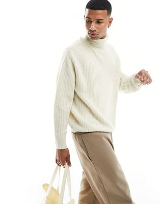 Объемный свитер в рубчик с высоким воротником ASOS DESIGN ASOS DESIGN