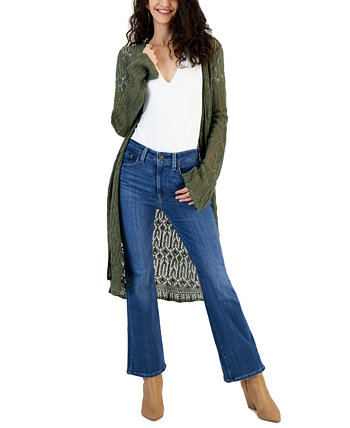 Juniors' Pointelle Bell-Sleeve Duster Hooked Up by IOT