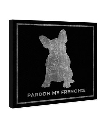 Серебряный холст Frenchie Noir, 16 x 16 дюймов Oliver Gal