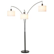 HOMCOM Arc Floor Lamp with 3 Hanging Drum Shape Lampshade Flexible Steel Pole and Marble Round Base Black/White HomCom