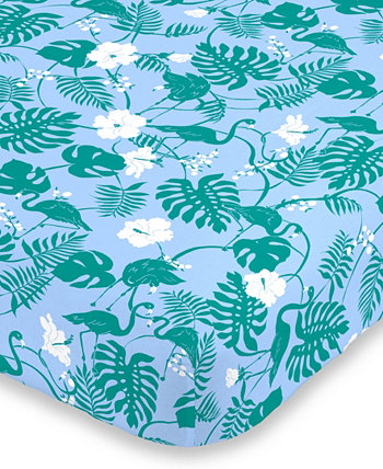 Супер мягкая простыня для детской кроватки с цветочным рисунком Flamingo Palm Leaf Macy's
