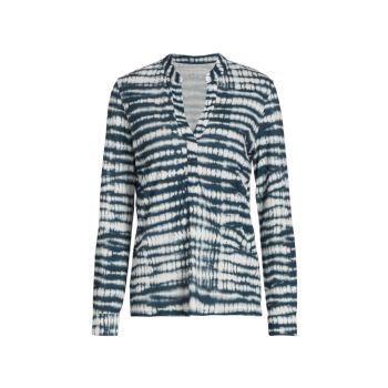 Tie-Dyed Long-Sleeve Henley Majestic Filatures
