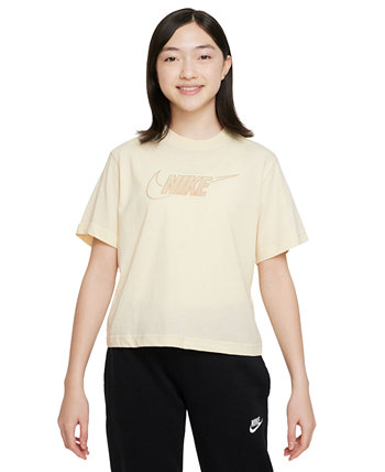 Спортивная одежда, хлопковая футболка свободного кроя для девочек Nike
