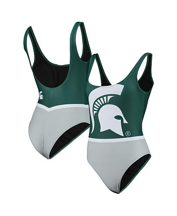 Женский зеленый цельный купальный костюм Michigan State Spartans FOCO