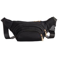 Black Plus Size Travel Fanny Pack, Unisex Belt Bag With Adjustable Strap 34-60&#34; Zodaca