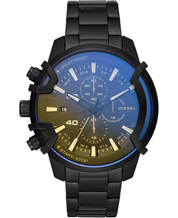 Мужские часы с хронографом и рифленым черным браслетом из нержавеющей стали, 48 мм Diesel