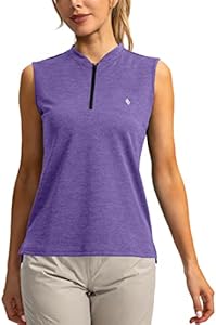 SANTINY Women's Sleeveless Golf Shirt Zip Up Tennis Lightweight Quick Dry Tank Tops Polo Shirts for Women Santiny