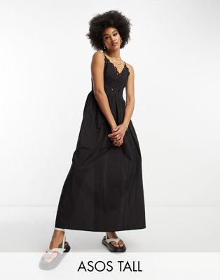  Черное женское платье-солнце ASOS Tall со вставками ASOS Tall