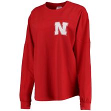 Женский Pressbox Scarlet Nebraska Cornhuskers The Big Shirt Футболка оверсайз с длинным рукавом Unbranded