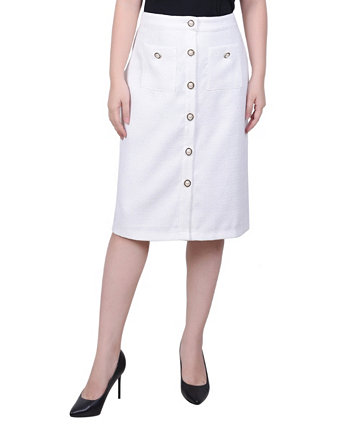 Миниатюрная узкая твидовая юбка-карандаш двойной вязки с карманами NY Collection