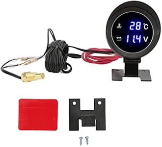 Electrical Water Temperature Gauge, Motorcycle Thermometer LED Voltmeter with Blue Light for Car Motorcycle ATV Keenso