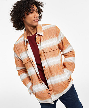 Мужская фланелевая рубашка-рубашка Kip стандартного кроя в полоску на флисовой подкладке, созданная для Macy's Sun & Stone