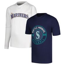 Youth Stitches Navy/White Seattle Mariners T-Shirt Combo Set Stitches