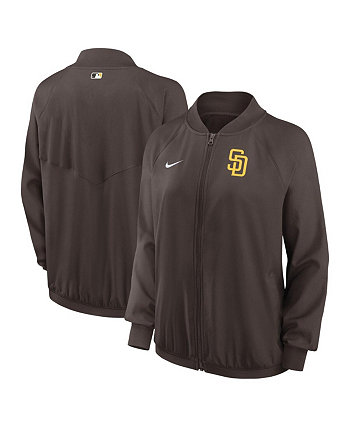 Женская коричневая куртка San Diego Padres Authentic Collection Team Raglan Performance с молнией во всю длину Nike
