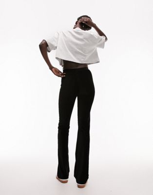 Черные расклешенные брюки из эластичного бархатного шнура Topshop Tall Topshop Tall