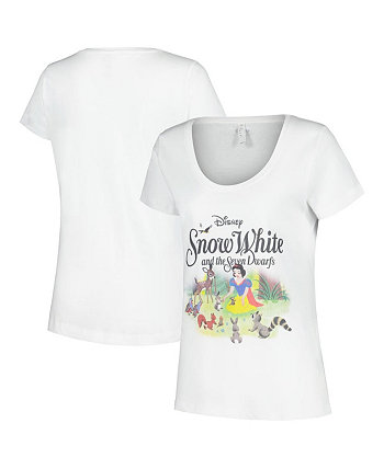 Женская белая футболка с круглым вырезом «Белоснежка и семь гномов» Mad Engine