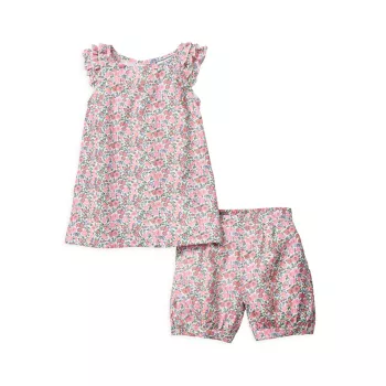 Little Girl's &amp; Girl's Fleurs De Rose Amelie Pajama Shorts Set Petite Plume